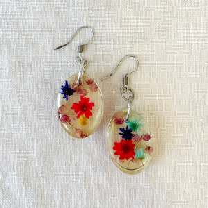 Oval Floral Earrings