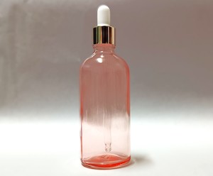 100ml Rose Pink Glass Bottle with Gold Eye Dropper