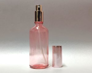 100ml Rose Pink Glass Bottle with Rose Gold Mister