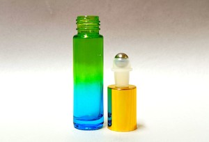 10ml Green & Blue Roll On Glass Bottle