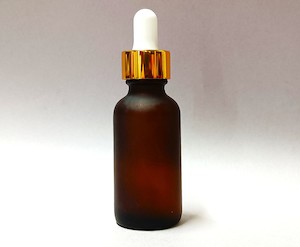 30ml Amber Frosted Glass Bottle with Gold Eye Dropper