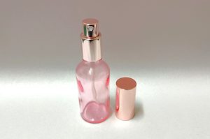 50ml Rose Pink Glass Bottle with Rose Gold Mister