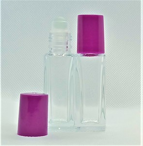 12ml Roll On Clear Glass Bottle with Mauve Lid