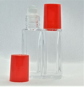 12ml Roll On Clear Glass Bottle with Red Lid