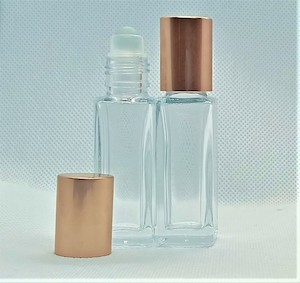 12ml Roll On Clear Glass Bottle with Rose Gold Lid