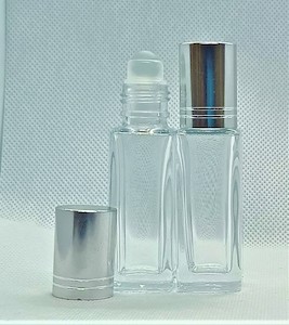 12ml Roll On Clear Glass Bottle with Silver banded Lid