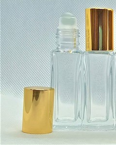 12ml Roll On Clear Glass Bottle with Gold Lid