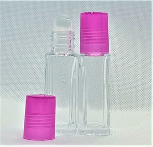 12ml Roll On Clear Glass Bottle with Pink Lid