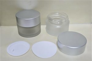 15ml Frosted Glass Jar with Silver Lid