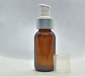 50ml Amber Glass Bottle with Silver Serum Pump