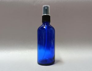 100ml Blue Glass Bottle with Black Mist Spray