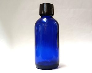 60ml Blue Glass Bottle with Blacked Wadded Lid