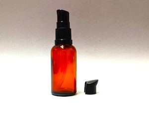 30ml Amber Glass Bottle with Black Serum Pump