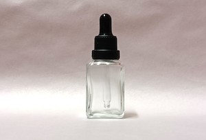 30ml Clear Square Glass Bottle with Eye Dropper