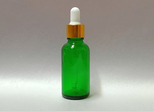 30ml Green Glass Bottle with Gold Eye Dropper