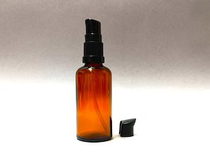 50ml Amber Glass Bottle with Black Serum Pump