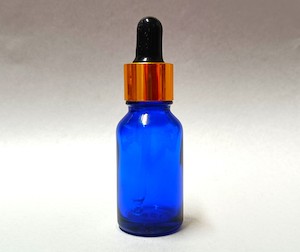 15ml Blue Glass Bottle with Gold Eye Dropper