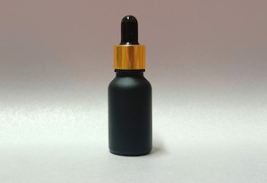 10ml Black Frosted Glass Bottle with Gold Eye Dropper