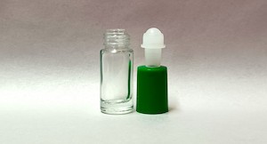 5ml Clear Roll On Glass Bottle Green Lid