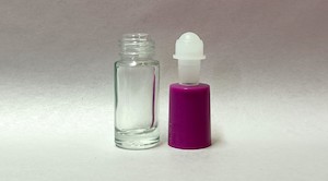 5ml Clear Roll On Glass Bottle Mauve Lid