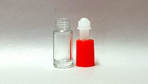 5ml Clear Roll On Glass Bottle Red Lid