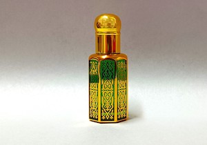 12ml Green & Gold Glass Bottle Roll On with Gold Lid