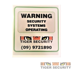 Tiger Security Window or Door Security Warning Stickers, Pack of 5