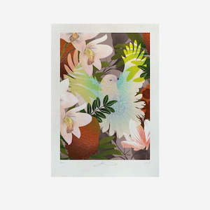 Flox: Print - White Fantail & Banksia