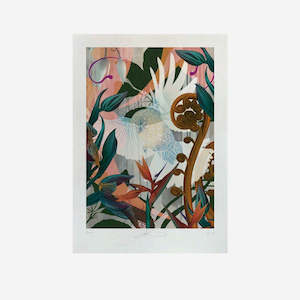 Flox: Print - White Fantail and Punga