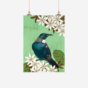 Home: Tea Towel - Tui in the Sky Flowers