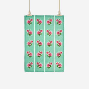 Ali Davies: Tea Towel - Vintage Rose Kitchen Green