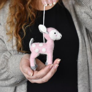 Felt Deer Decoration - Pink