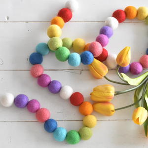 Rainbow Felt Ball Garland