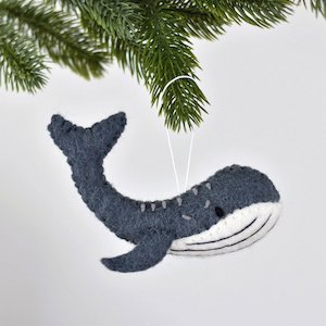 Felt Whale Decoration - Grey