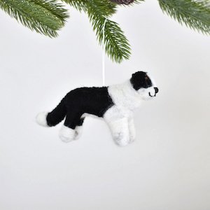 Border Collie Felt Christmas Decoration - Black