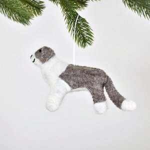 Border Collie Felt Christmas Decoration - Brown