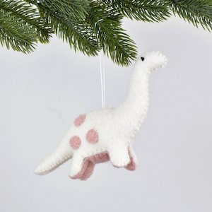 Dinosaur Felt Decoration - white/pink