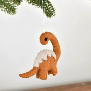 Dinosaur Felt Christmas Decoration - copper