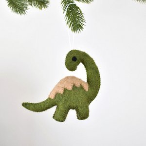 Dinosaur Felt Christmas Decoration - green