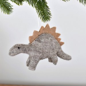 Dinosaur Felt Christmas Decoration - brown