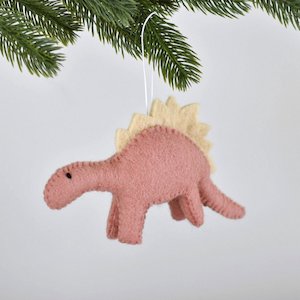 Dinosaur Felt Christmas Decoration - dusky pink