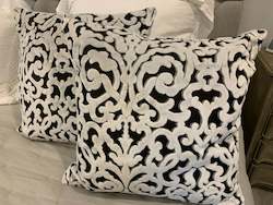 Designer Bespoke Cushion - Black & White Velvet