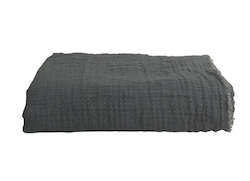 Homewares: Textured Cotton Blanket - Grey