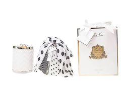 Cote Noire - Herringbone Candle With Scarf - White - Lilly Flower Lid