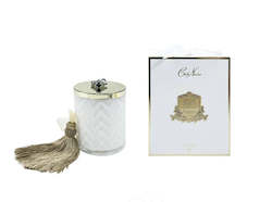 Homewares: Christmas Herringbone Candle with Bell Lid - Burnt Orange & Coriander