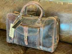 Homewares: Back Road NZ Full Aged Brown Leather Travel Bag