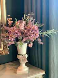 Homewares: Flower Arrangement with Ceramic Cream Crackle Glaze Vase