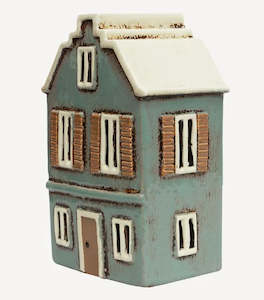 Alsace Tea Light House with Shutters Blue