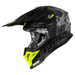 JUST1 J39 Kinetic Grey Camo Fluro Yellow/Red/ Black Matt Helmet