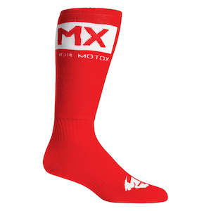 SOCKS THOR MX YOUTH SOLID RED/WHITE SIZE 1-6